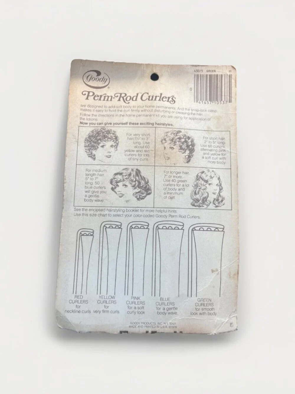 PERM CURLERS GOODY LARGE RODS #430/4 QTY 7 1978 USA BLUE PLASTIC OPEN BOX UNUSED